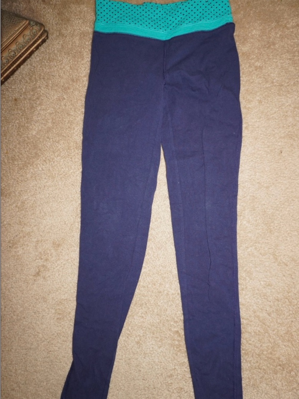 SO Teal Polka Dot Waistband with Navy Interior